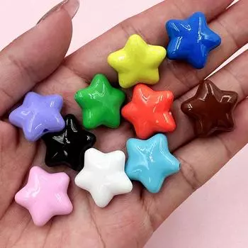 10 шт., материалы из бисера, ювелирные изделия, акрил, 19 мм, трехмерное ожерелье, серьги, бусины с пятиконечной звездой оранжевый