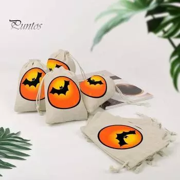 10 шт. мешочков для конфет на Хэллоуин, мешочков для подарков из мешковины с завязками, мешочков для сладостей на вечеринку, мешочков для угощений на вечеринку 10 pcs