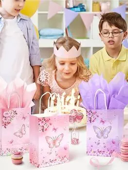 10 шт. мешочков для подарков в виде бабочек, подарочные пакеты для подарков на вечеринку, пакеты для сладостей, свадебные мешочки для подарков с ручками для дня рождения, свадьбы, детского душа 10pcs розовый