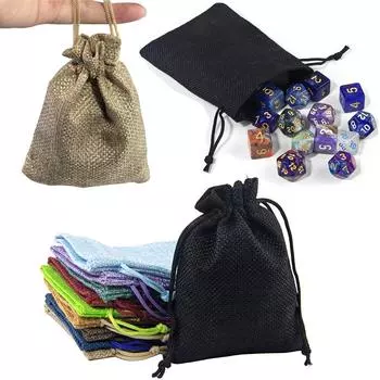 10 шт. Мешок из мешковины с завязками, многофункциональный мешок для хранения игральных костей, покерных карт, монет красный