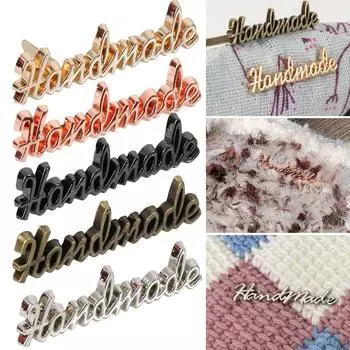 10 шт. Металлическая этикетка ручной работы прямоугольная цинковый сплав ручная работа буквы этикетка DIY сумка шляпа вязание крючком одежда швейные принадлежности 10pcs/bag бронзовый