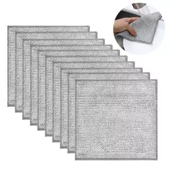 10 шт. Металлическая чистящая салфетка, не царапающая проволочная тряпка для мытья посуды, набор металлических кухонных принадлежностей, многоцелевая тряпка для мытья посуды 20cm серебряный