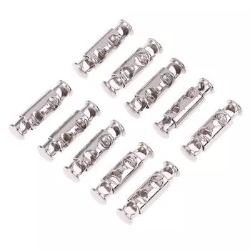 10 шт., металлическая пружинная пряжка с двойным отверстием, замок для шнура, эластичные регулируемые пряжки, затягивающиеся застежки, замки, швейные инструменты серебряный