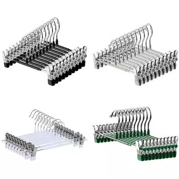 10 шт. металлическая вешалка для брюк с регулируемым зажимом, нескользящая нержавеющая сталь чёрный