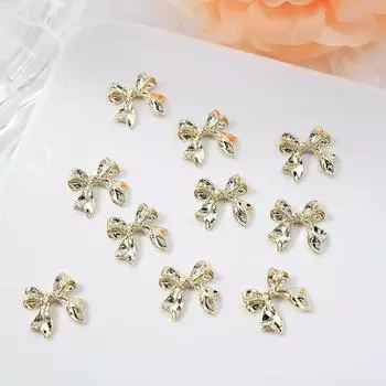 10 шт. металлические банты для дизайна ногтей, очаровательные 3D сплавы, золотые ленты с бантом, детали декора для ногтей, роскошные аксессуары для маникюра Diy