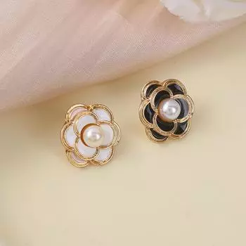 10 шт. металлические маленькие ароматные ветряные перламутровые пуговицы для пиджака, пальто, роза, камелия, цветок, пуговицы для рубашки MC0053 18MM White