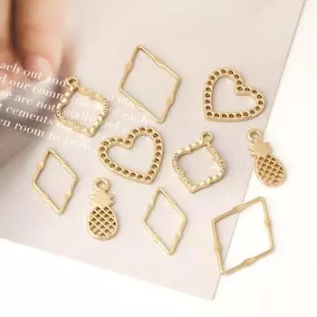 10 шт., металлические подвески с геометрическим покрытием для изготовления ювелирных изделий, аксессуары для браслетов, ювелирные изделия своими руками 01 золотой
