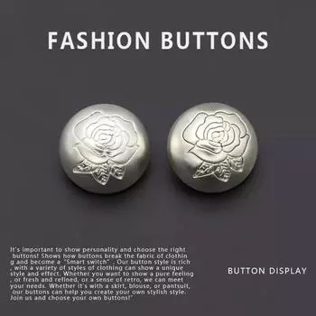 10 шт. Металлические пуговицы круглые серебряные нежные высококачественные винтажные розовые пуговицы для пальто, куртки, свитера, кардигана Sand surface silver * 18MM