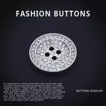 10 шт. Металлические пуговицы с круглыми бриллиантами, изысканные, высокого класса, пальто, свитер, кардиган, джинсы, пуговицы с четырьмя глазами Silver with diamonds * 11MM