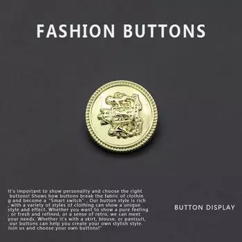 10 шт. Металлические пуговицы в китайском стиле Изысканные Высококлассные Круглые Золотые Пуговицы для Пальто Свитера Кардигана Высококлассные Пуговицы Дацюань Gold * 20MM