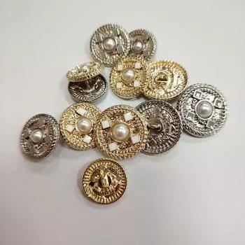 10 шт. металлических перламутровых пуговиц, маленькая ароматная ветровка, пуговицы для шерстяного пальто, пуговицы с клеем на масляной основе, декоративные пуговицы для платья 18MM-Hanging Light Gold Oil + White Glue