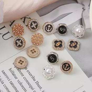 10 шт. металлических перламутровых пуговиц, маленьких ароматных декоративных пуговиц для женщин, высококачественных меховых пальто, свитеров, курток, аксессуаров со стразами MC0036 12.5MM