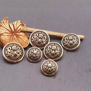 10 шт. металлических пуговиц с двойным львом в стиле колледжа, вязаный свитер, большой плащ, куртка, костюм, пуговицы, изысканные декоративные пуговицы ручной работы 24L = 15.0 MM * gold * paint
