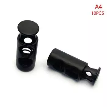 10 шт., металлический черный шнур, пружинная застежка, стопор с двумя отверстиями, шнурок