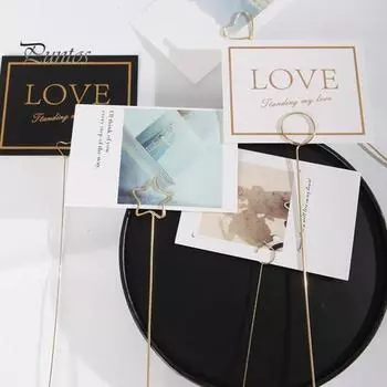 10 шт. металлический держатель для карт с цветочным принтом держатель для карт с цветами палка фото подставка для заметок свадебная вечеринка офисный декор аксессуар для букета Heart