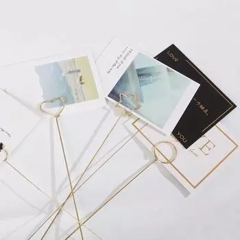 10 шт. металлический держатель для карт с цветочным принтом держатель для карт с цветами палка фото подставка для заметок свадебная вечеринка офисный декор аксессуар для букета Heart