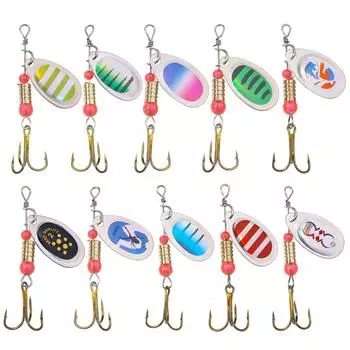 10 шт. металлический хвостовой вращающийся блесна блесна блесна с коробкой для щуки металлическая блесна блесна блесна вращающиеся блестки