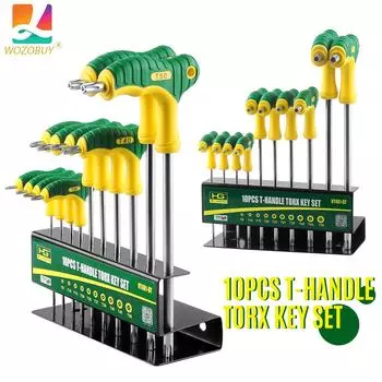 10 шт. метрических длинных шестигранных ключей с Т-образной ручкой или набор шестигранных ключей с Т-образной ручкой с удобной подставкой для хранения