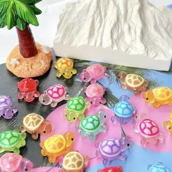 10 шт. Милая мультяшная мини-светящаяся черепаха из смолы миниатюрная фигурка украшение микро-ландшафтное украшение своими руками украшение для домашнего рабочего стола