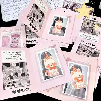 10 шт., милая розовая складная открытка, задняя часть Kpop Star, 3 дюйма, фотокарта, сделай сам, упаковочный материал, фиксированная доска для открыток Kawaii