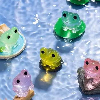 10 шт. милые 3D светящиеся лягушки из смолы подвески милые животные украшения миниатюрные фигурки сделай сам украшения для дома аксессуары подарки