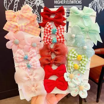 10 шт. милые детские аксессуары для волос для женщин и девочек милые эластичные резинки для волос модные резинки для волос с мультяшным бантом и цветком A8