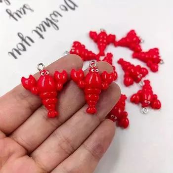 10 шт. милые глянцевые серьги-лобстеры, подвески Kawaii, плавающий кулон с плоской задней частью для брелка, сделай сам, фурнитура для изготовления ювелирных изделий 10pcs