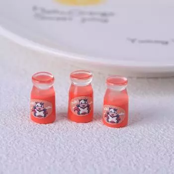 10 шт. Милые Имитация Прозрачная Бутылочка Молока Кукольный Домик Игрушки Миниатюрные Украшения Украшение Дома Девочковый Смоляной Аксессуар Детский Подарок красный