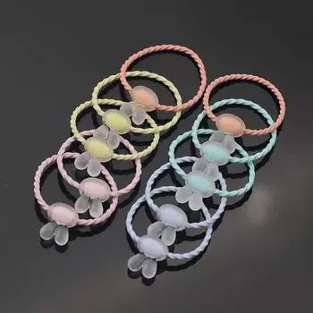 10 шт. милые матовые резинки для волос в виде кролика, милые цветочные резинки для волос с подвеской в виде шара для девочек flower