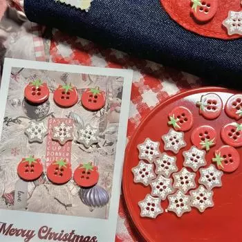 10 шт. милые мультяшные пластиковые пуговицы в виде помидора и снежинки для детского пальто, кардигана, сделай сам, декоративная пуговица для девочек, детская одежда, швейные принадлежности