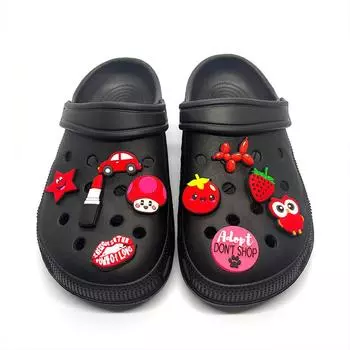 10 шт., милые мультяшные подвески для обуви из ПВХ красной серии для украшения обуви 10pcs