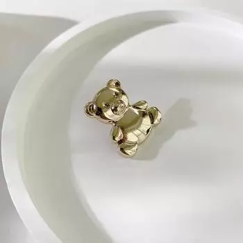 10 шт. Милые мультяшные пуговицы в виде медвежат 20 мм, металлические пуговицы на ножке золотого цвета, швейная фурнитура для одежды 20mm золотой