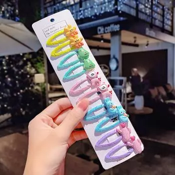 10 шт. Милые мультяшные заколки для волос в виде животных и фруктов для девочек, Сладкие разноцветные заколки-клипсы, Заколки-бабочки, Повязка на голову для детей, Детские аксессуары для волос