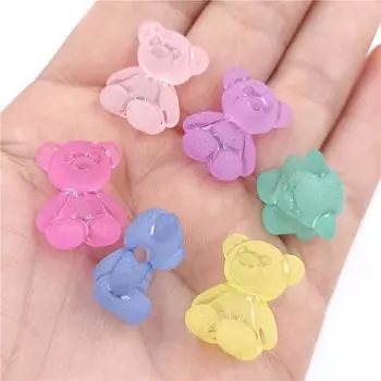 10 шт. милые прозрачные красочные медвежьи бусины из смолы «сделай сам», детские украшения для волос, ремесленные аксессуары для изготовления ювелирных изделий розовый