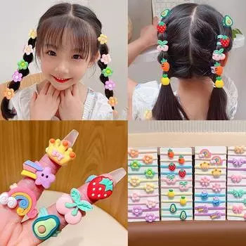 10 шт., милые резинки с героями мультфильмов для девочек, высокоэластичные резинки для волос, детские головные уборы, аксессуары для волос, детская повязка на голову, украшения