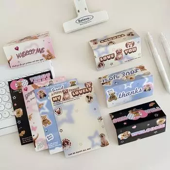10 шт., милый американский ретро, мультяшный медведь, кошка, собака, открытка на голову, корейская карта Kpop Star, упаковочная сумка для фотокарточек, материал для декора своими руками