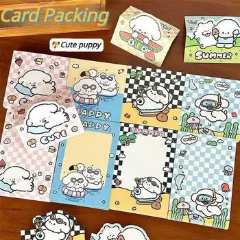 10 шт., милый мультяшный щенок, сетка, голова карты, задняя часть карты Kpop Star, 3 дюйма, фотокарта, DIY Декор, упаковочный материал, подарочная упаковка