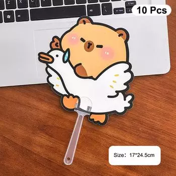 10 шт. Милый мультяшный складной пластиковый веер в форме капибары, летний портативный мини-вентилятор для охлаждения, студенческий ручной веер, кавайный детский веер