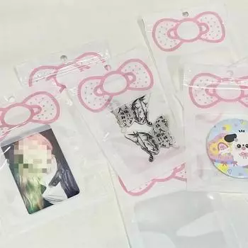 10 шт. Милый розовый бант прозрачный пакет с застежкой-молнией Kpop Star фотокарта DIY упаковка сумка для хранения карт пылезащитный держатель для карт белый