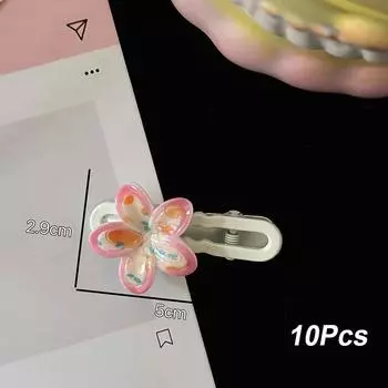 10 шт. Милый зажим для волос с цветочным принтом для женщин, девочек, Изысканная заколка для волос, Универсальные, трендовые аксессуары для волос, Подарки