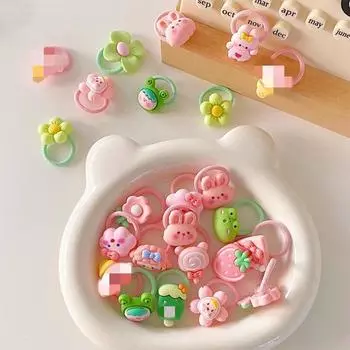 10 шт., мини-детская повязка для волос Kawaii, эластичная веревка для волос с мультяшным цветочным принтом и животными для маленьких девочек, маленькая повязка для волос, прекрасный головной убор