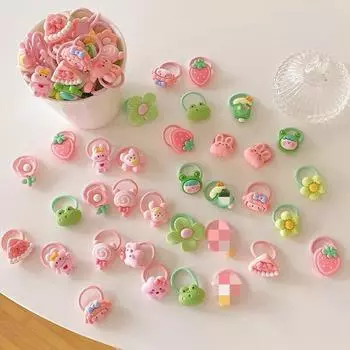 10 шт., мини-детская повязка для волос Kawaii, эластичная веревка для волос с мультяшным цветочным принтом и животными для маленьких девочек, маленькая повязка для волос, прекрасный головной убор