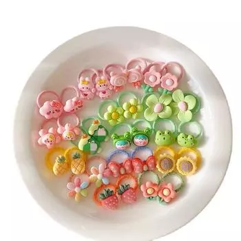 10 шт., мини-детская повязка для волос Kawaii, эластичная веревка для волос с мультяшным цветочным принтом и животными для маленьких девочек, маленькая повязка для волос, прекрасный головной убор