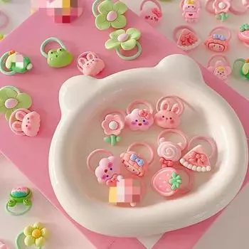 10 шт., мини-детская повязка для волос Kawaii, эластичная веревка для волос с мультяшным цветочным принтом и животными для маленьких девочек, маленькая повязка для волос, прекрасный головной убор