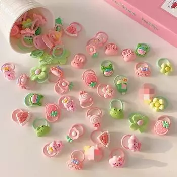 10 шт., мини-детская повязка для волос Kawaii, эластичная веревка для волос с мультяшным цветочным принтом и животными для маленьких девочек, маленькая повязка для волос, прекрасный головной убор