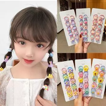 10 шт., мини-детская веревка для волос, набор, милая резинка, новая корейская повязка на голову, детский аксессуар для волос