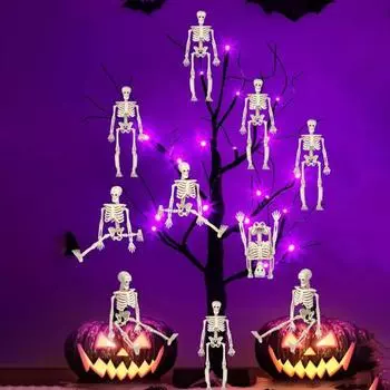 10 шт. Мини-фигурка скелета, украшение, 6 дюймов, подвижная человеческая кость, пластиковый череп, реквизит для Хэллоуина, дома с привидениями, вечеринки A