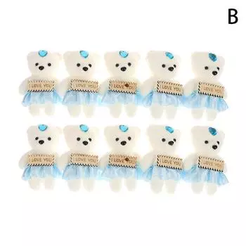 10 шт. Мини-кукла-медведь, пара медведей, цветочный букет, декор, одетая мягкая игрушка, кукла из пенопласта, плюшевые игрушки для подарков на день рождения, декор комнаты