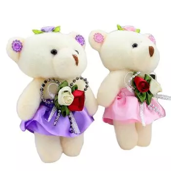 10 шт. мини-маленький плюшевый мишка цветочные букеты медведь детские хлопковые игрушки плюшевые куклы свадебные игрушки декор 12 cm красный