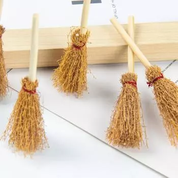 10 шт. Мини-метла, соломенная метла ведьмы 2024, украшение на Хэллоуин, костюм, реквизит, аксессуары для кукольного домика, вечеринка на Хэллоуин, подарок детям
